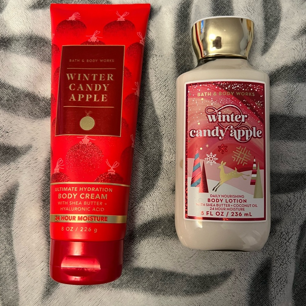 NEW Winter Candy Apple Bath and Body Works lotion and Body Cream Set 2023, 2022